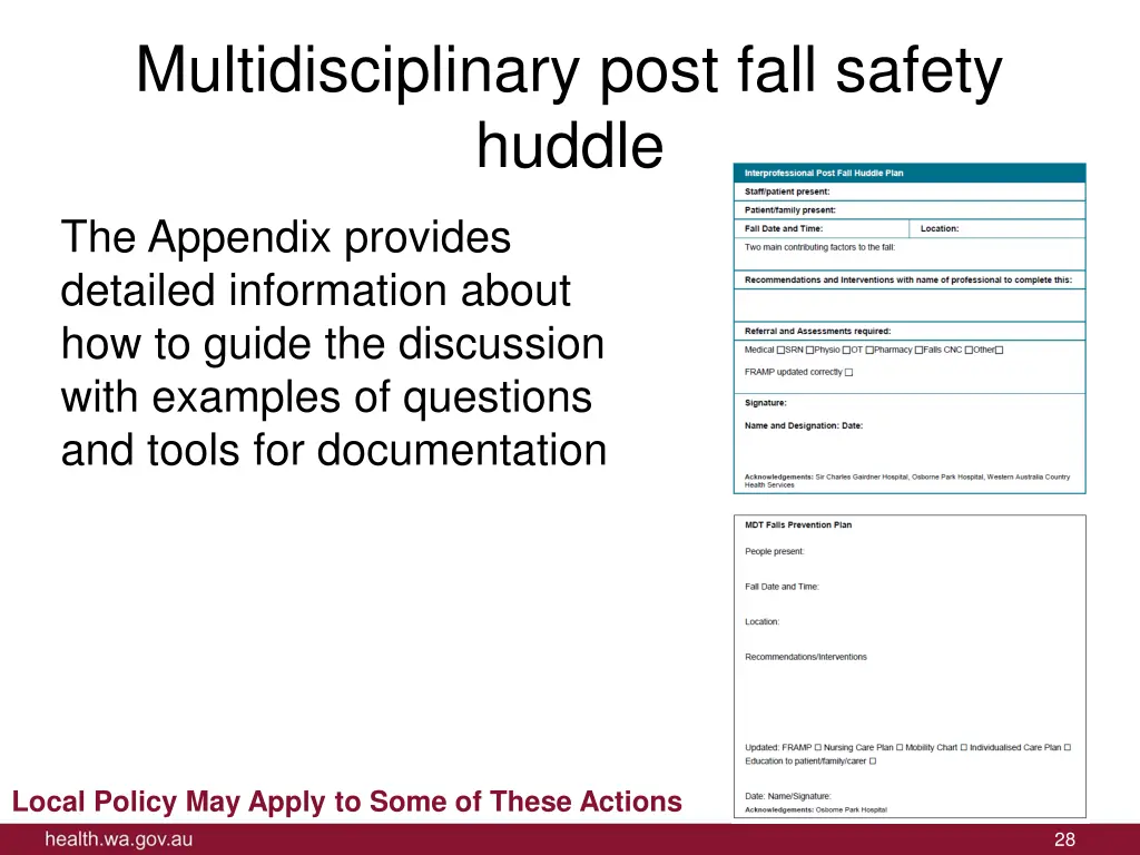 multidisciplinary post fall safety huddle