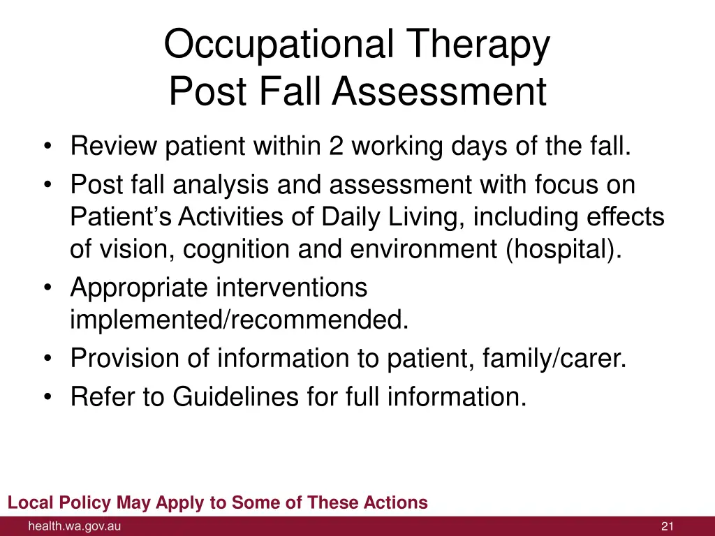 occupational therapy post fall assessment