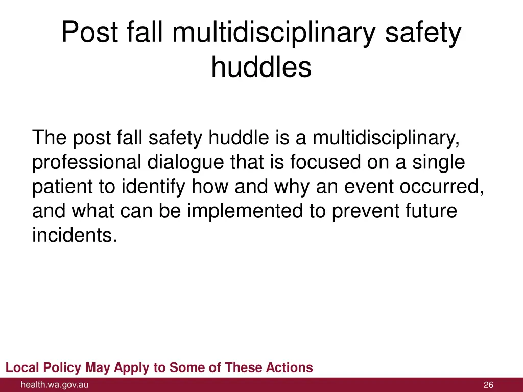 post fall multidisciplinary safety huddles