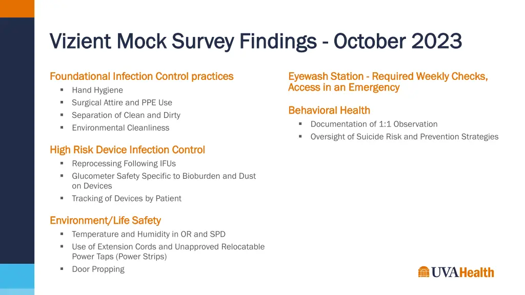 vizient mock survey findings vizient mock survey