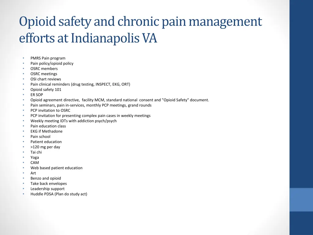 opioid safety and chronic pain management efforts