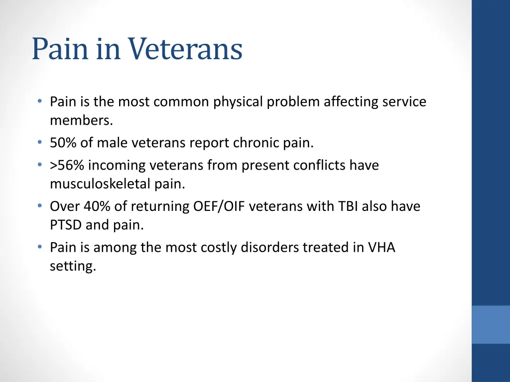 pain in veterans