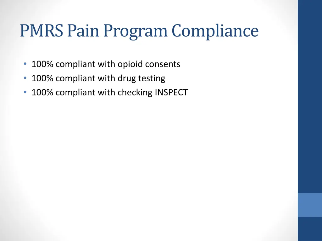 pmrs pain program compliance