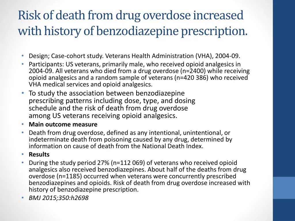 risk of death from drug overdose increased with