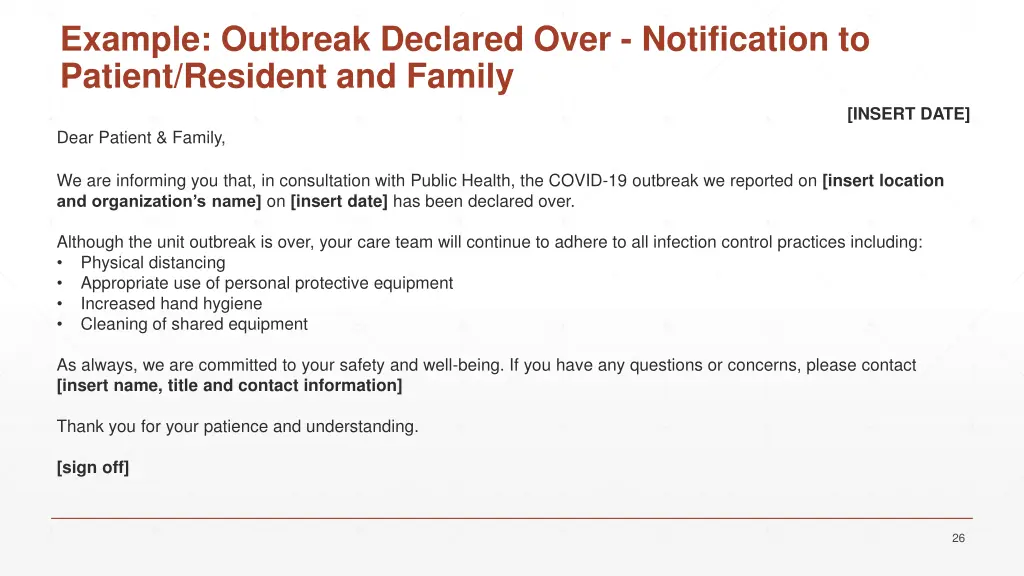 example outbreak declared over notification