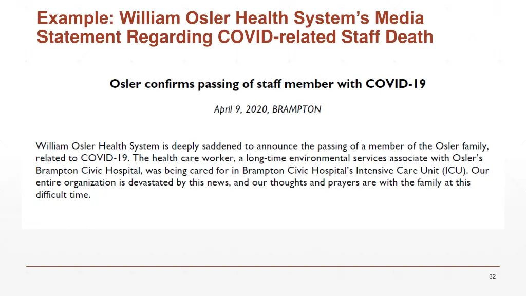 example william osler health system s media