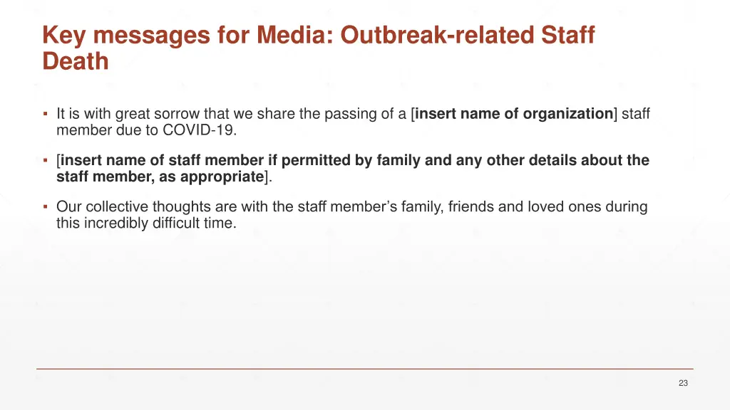 key messages for media outbreak related staff