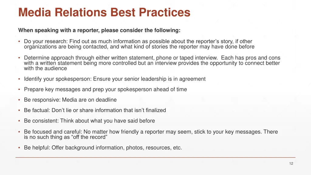 media relations best practices