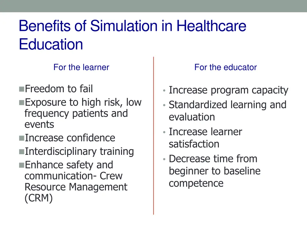 benefits of simulation in healthcare education