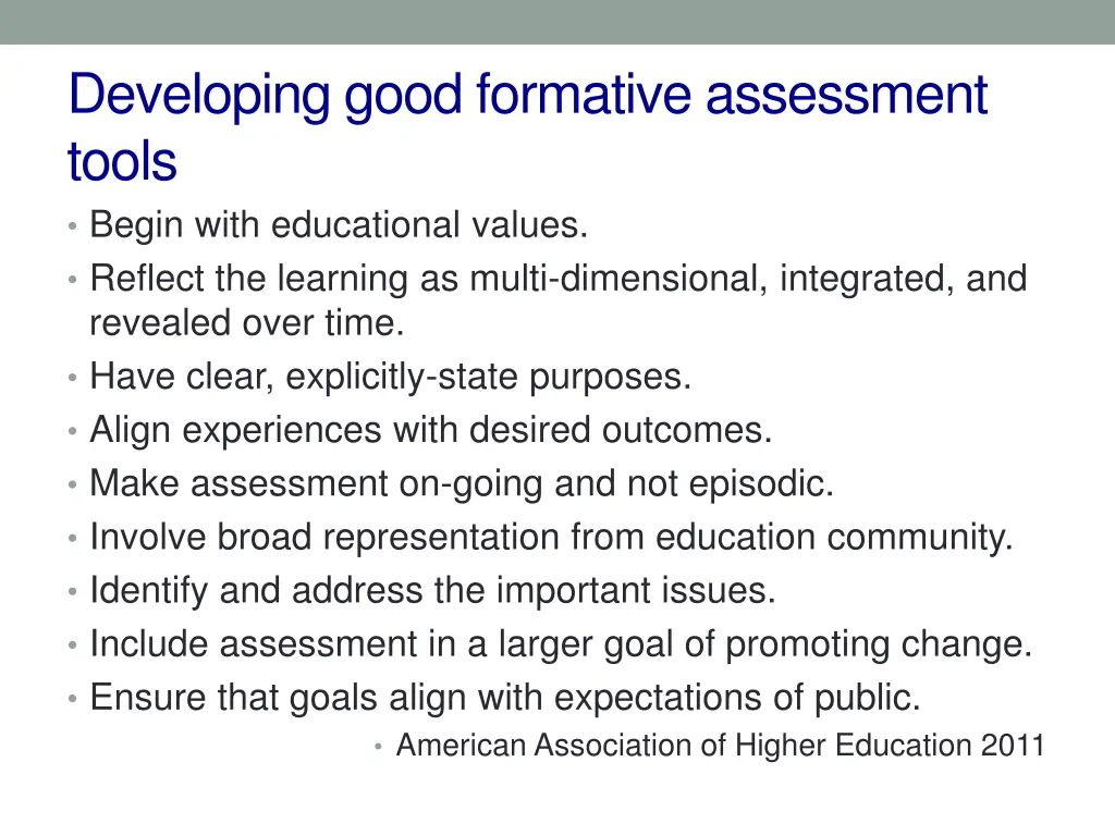 developing good formative assessment tools begin