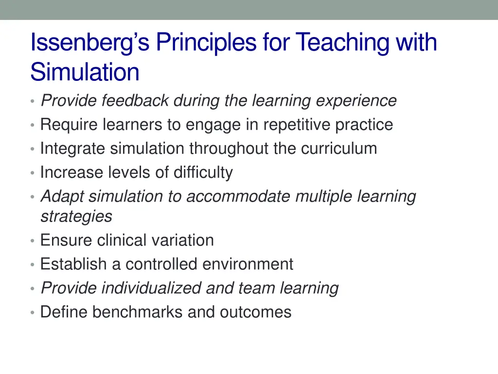 issenberg s principles for teaching with