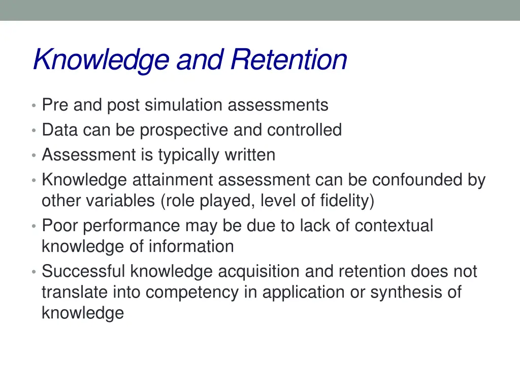 knowledge and retention