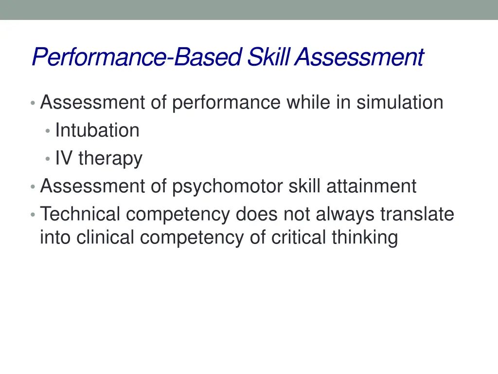 performance based skill assessment