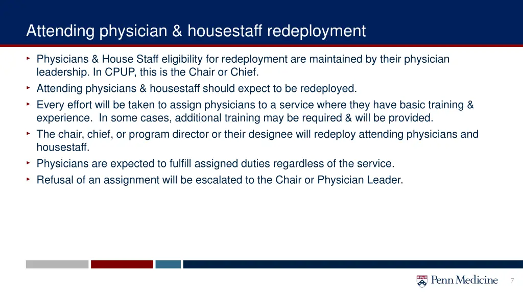 attending physician housestaff redeployment