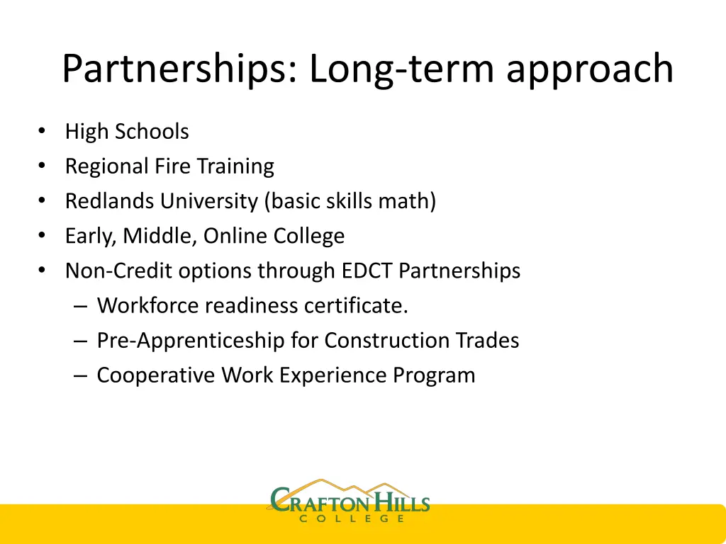 partnerships long term approach