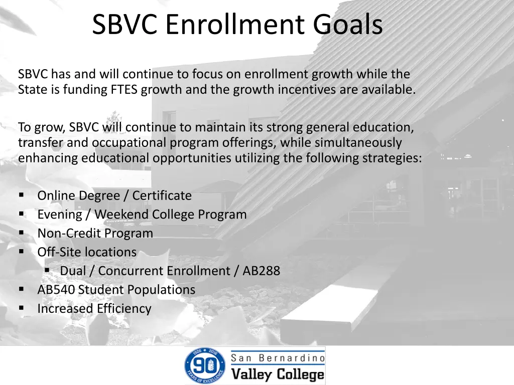 sbvc enrollment goals