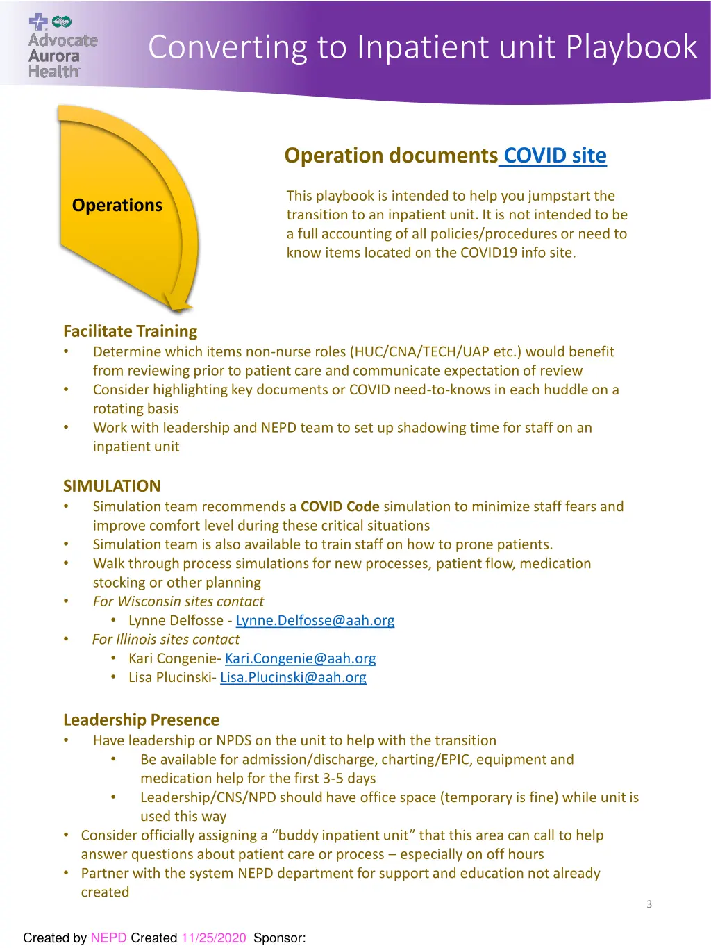 converting to inpatient unit playbook 2