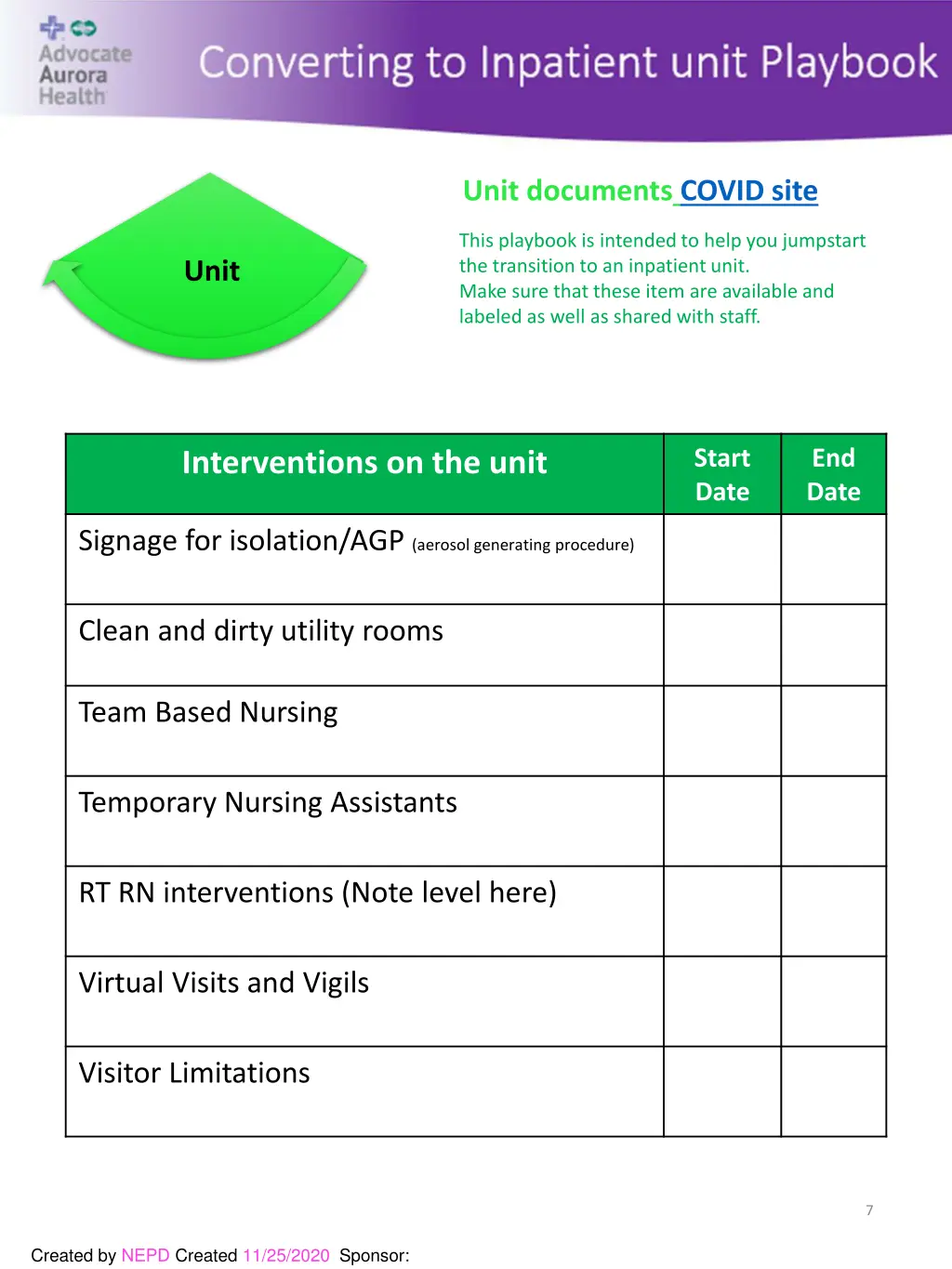 unit documents covid site