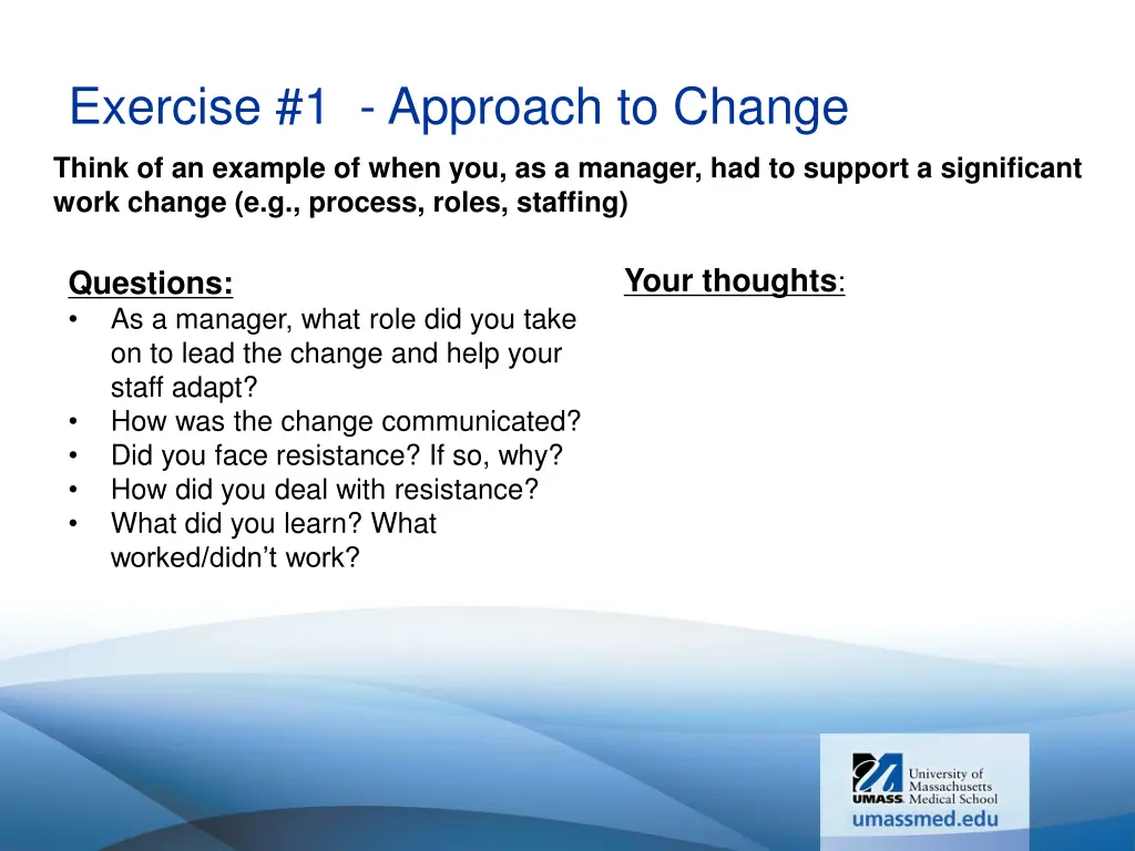 exercise 1 approach to change