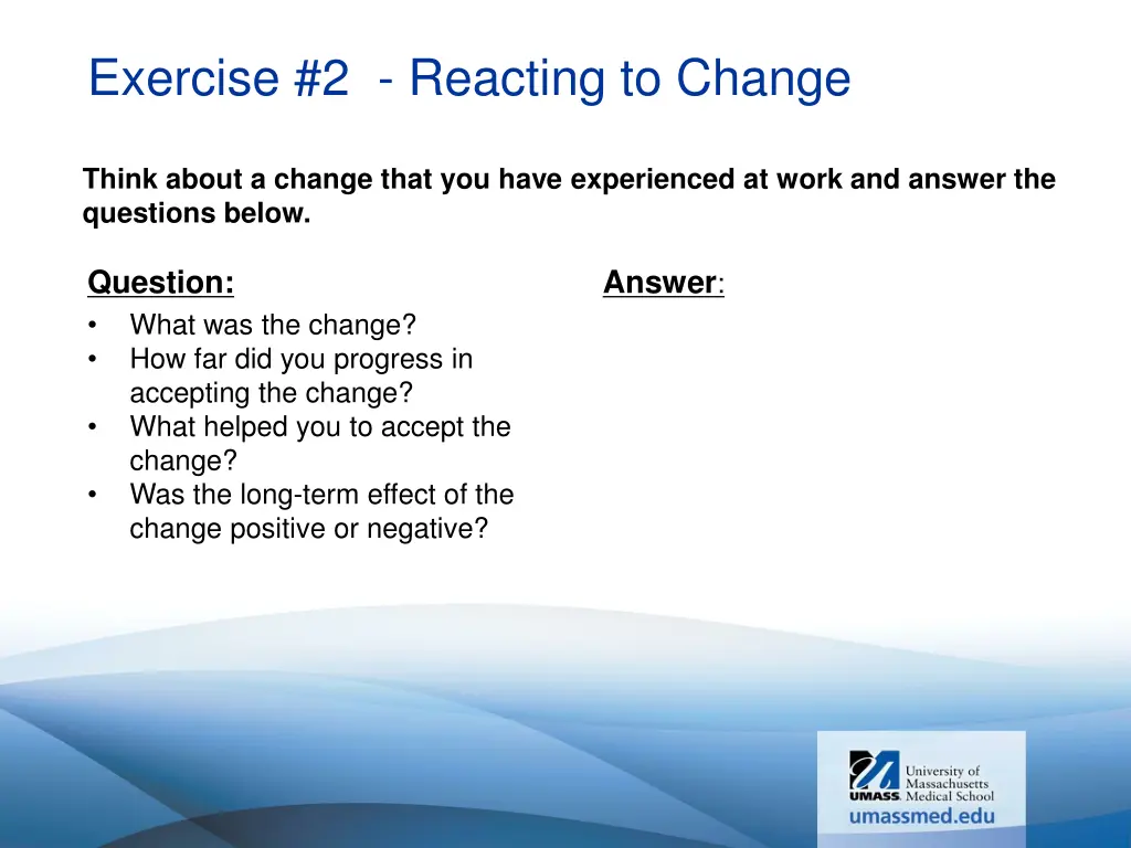 exercise 2 reacting to change