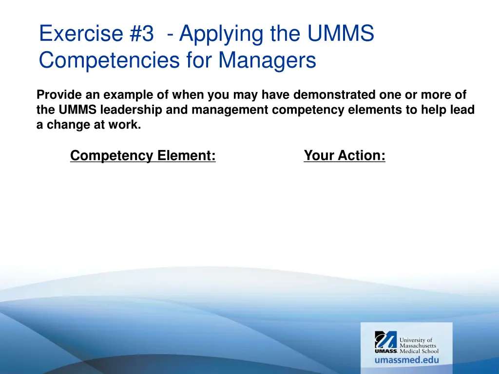 exercise 3 applying the umms competencies