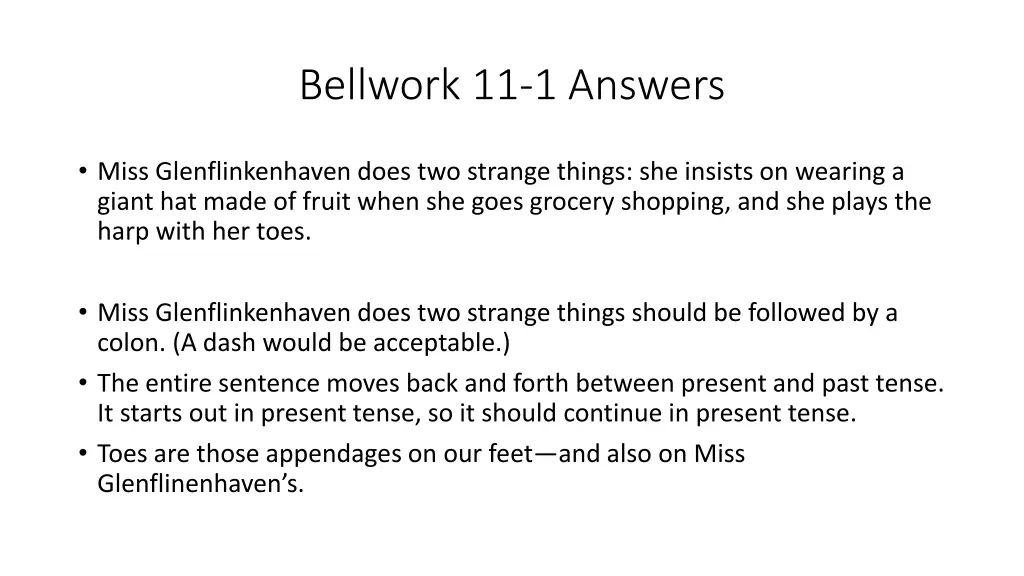 bellwork 11 1 answers