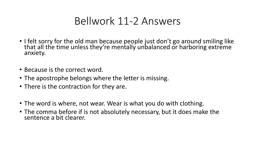 bellwork 11 2 answers