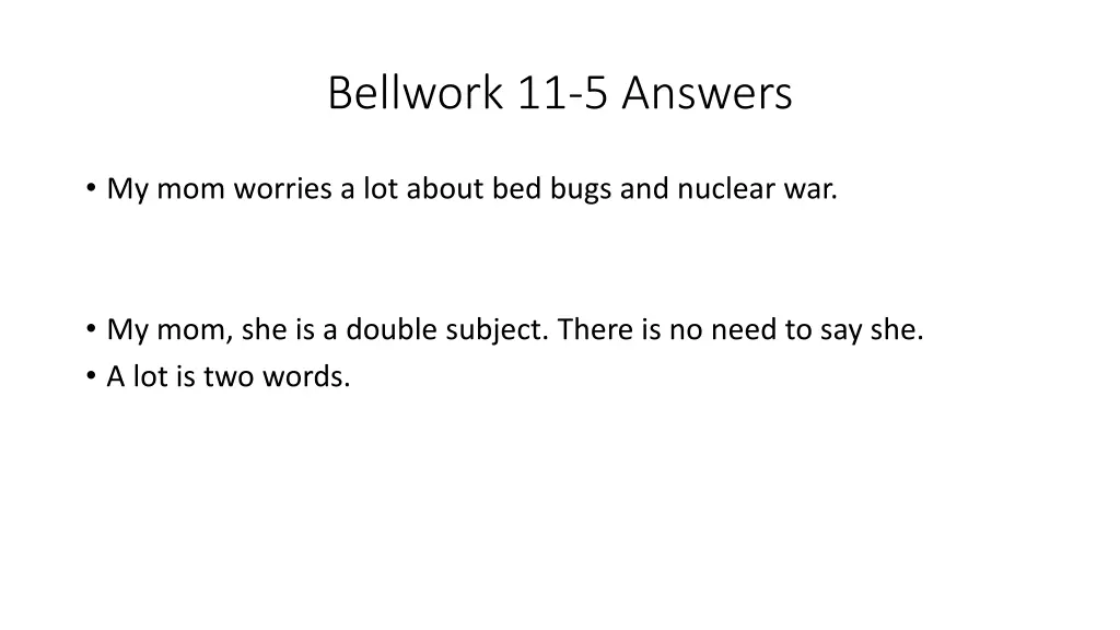 bellwork 11 5 answers