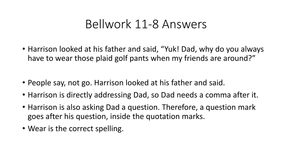 bellwork 11 8 answers