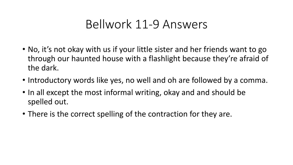 bellwork 11 9 answers