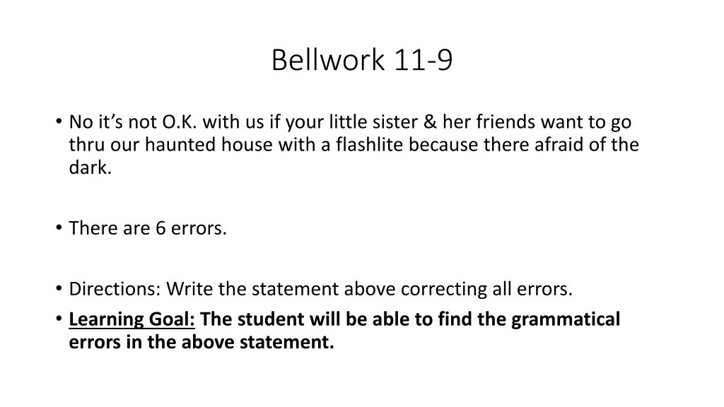 bellwork 11 9