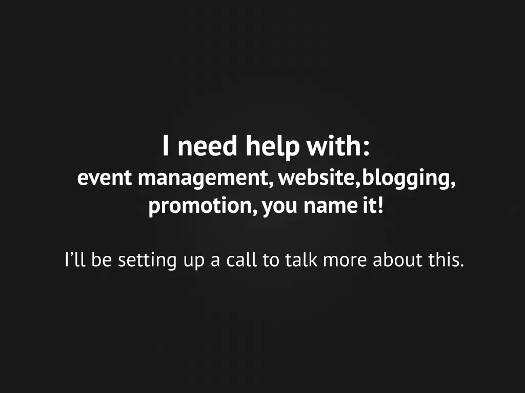 i need help with event management website