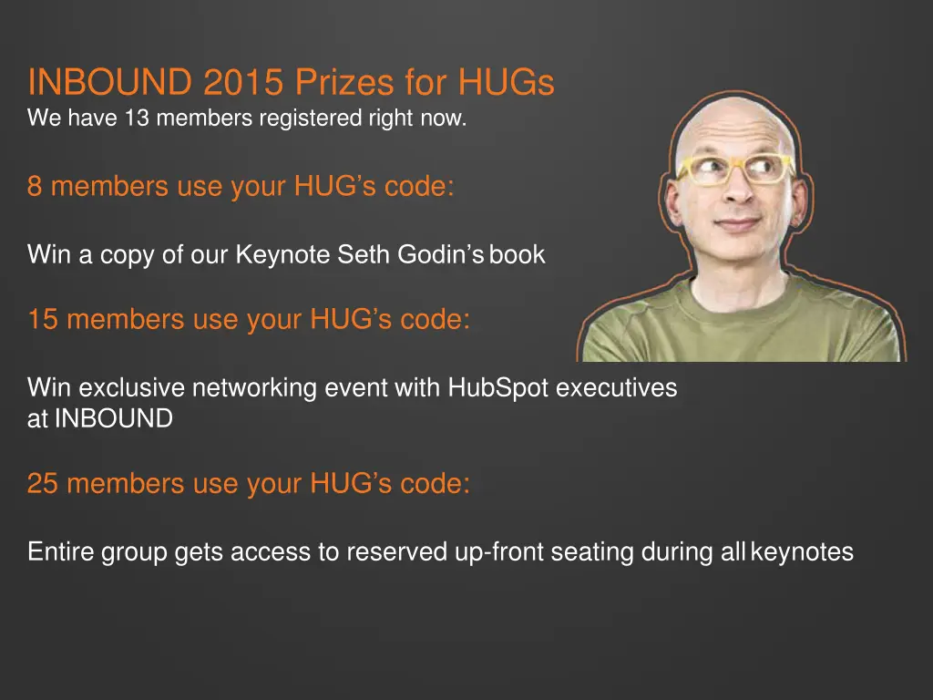 inbound 2015 prizes for hugs we have 13 members