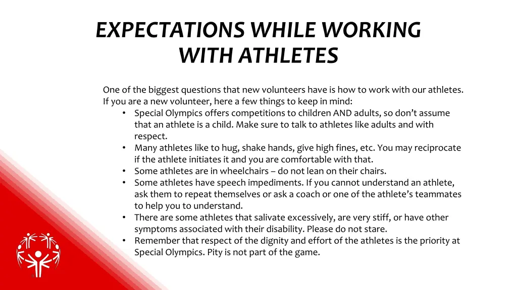 expectations while working with athletes