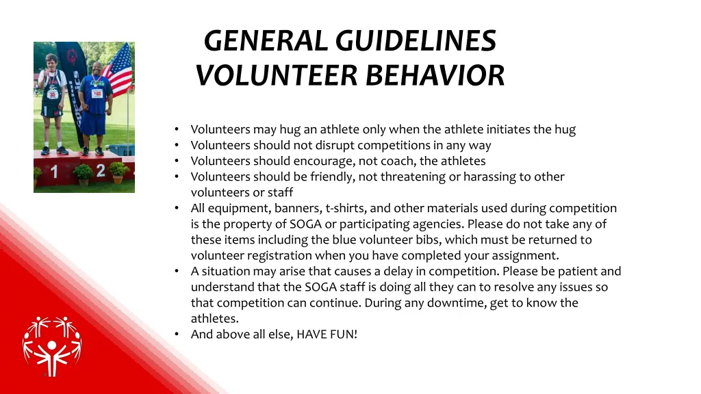 general guidelines volunteer behavior