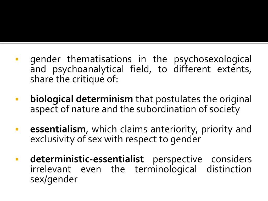 gender thematisations in the psychosexological