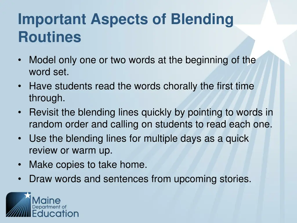 important aspects of blending routines