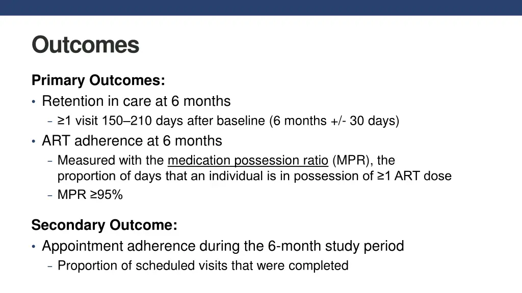 outcomes