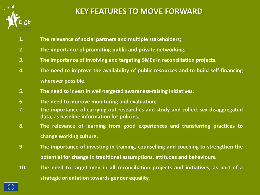 key features to move forward