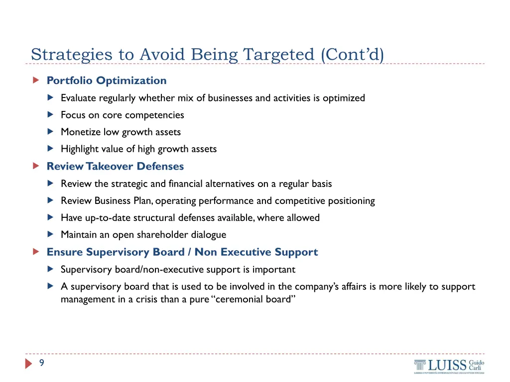 strategies to avoid being targeted cont d