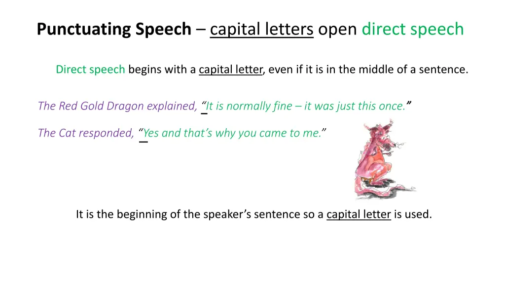 punctuating speech capital letters open direct