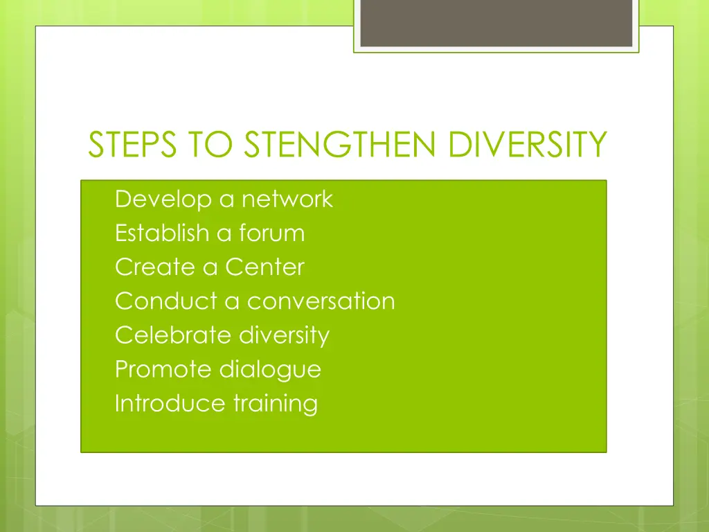 steps to stengthen diversity