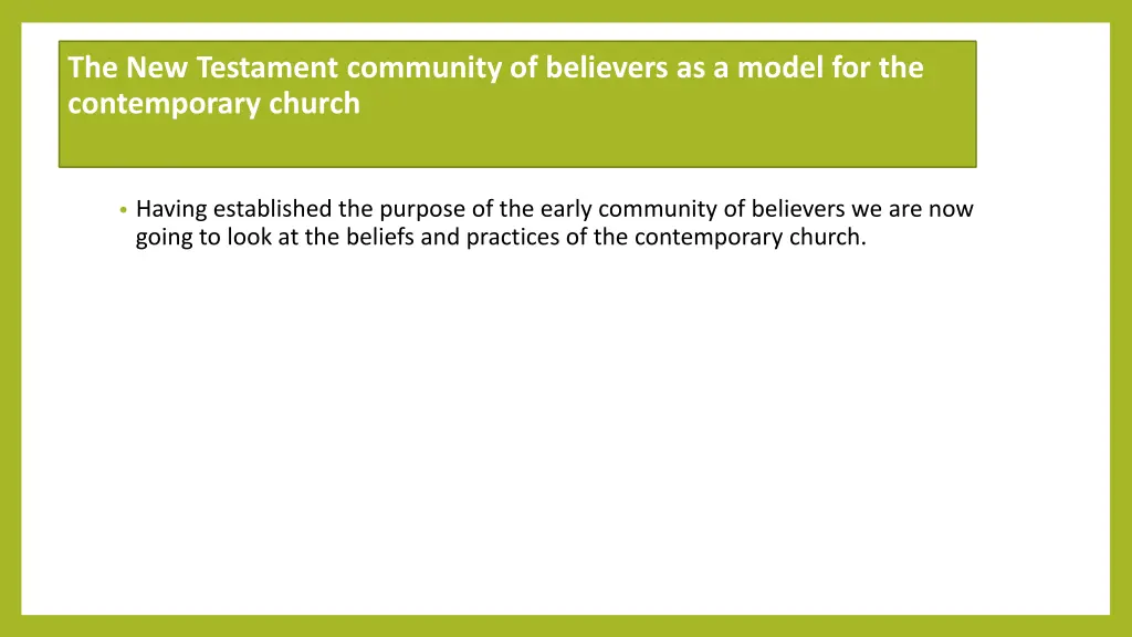 the new testament community of believers