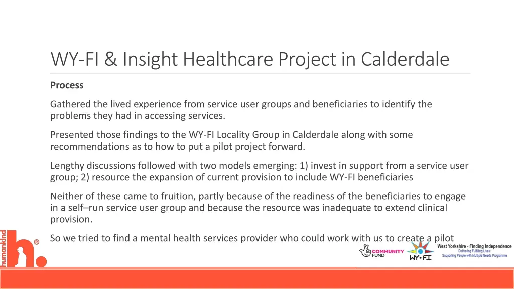 wy fi insight healthcare project in calderdale