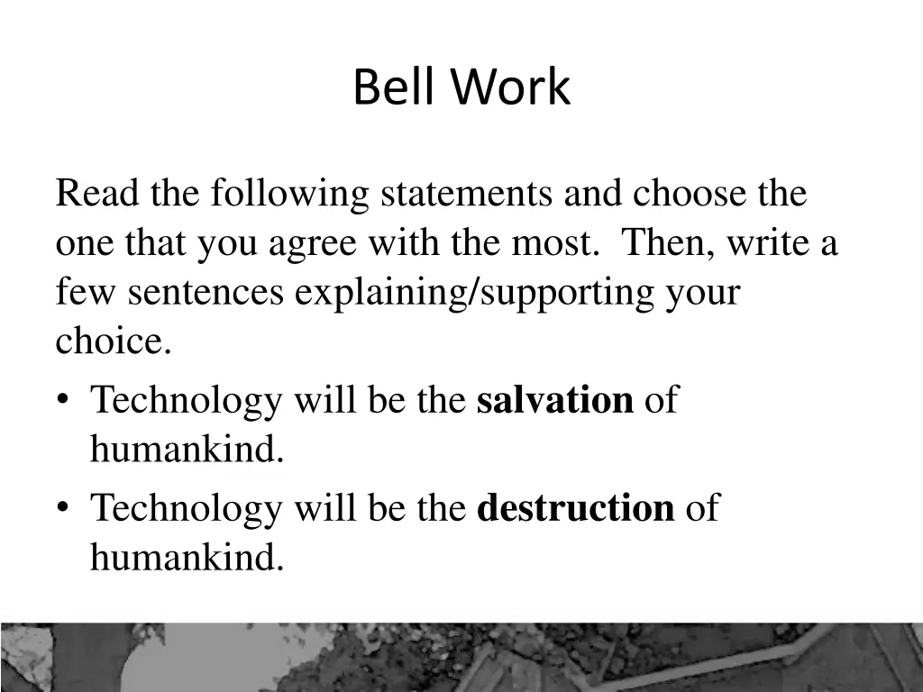 bell work