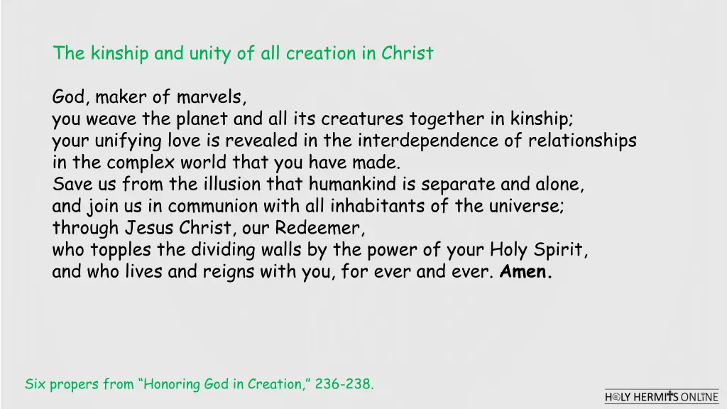 the kinship and unity of all creation in christ