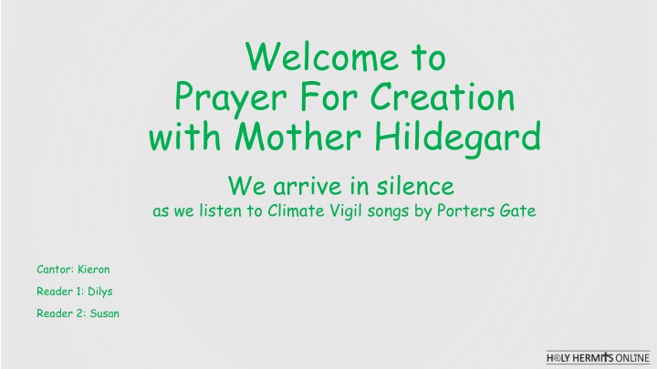 welcome to prayer for creation with mother