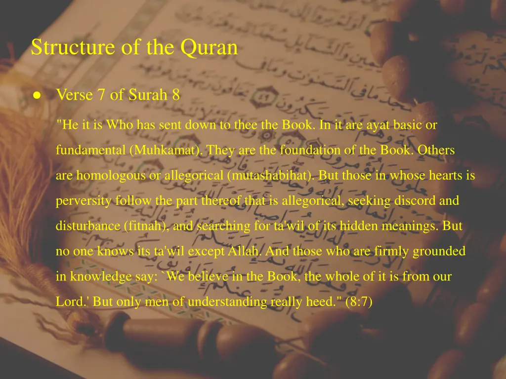 structure of the quran