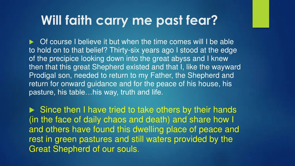 will faith carry me past fear