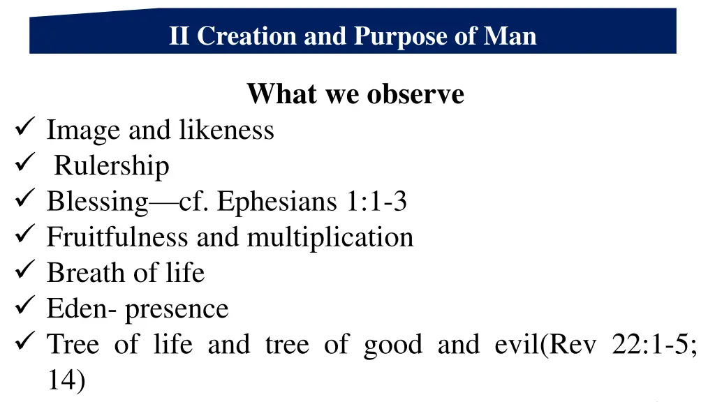 ii creation and purpose of man